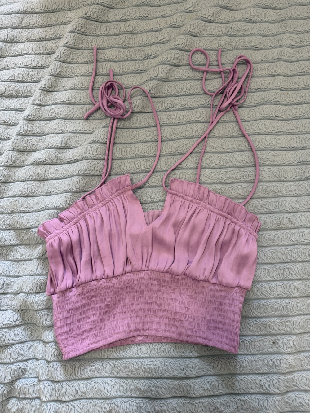 Women's Mauve Smocked Crop Cami Top